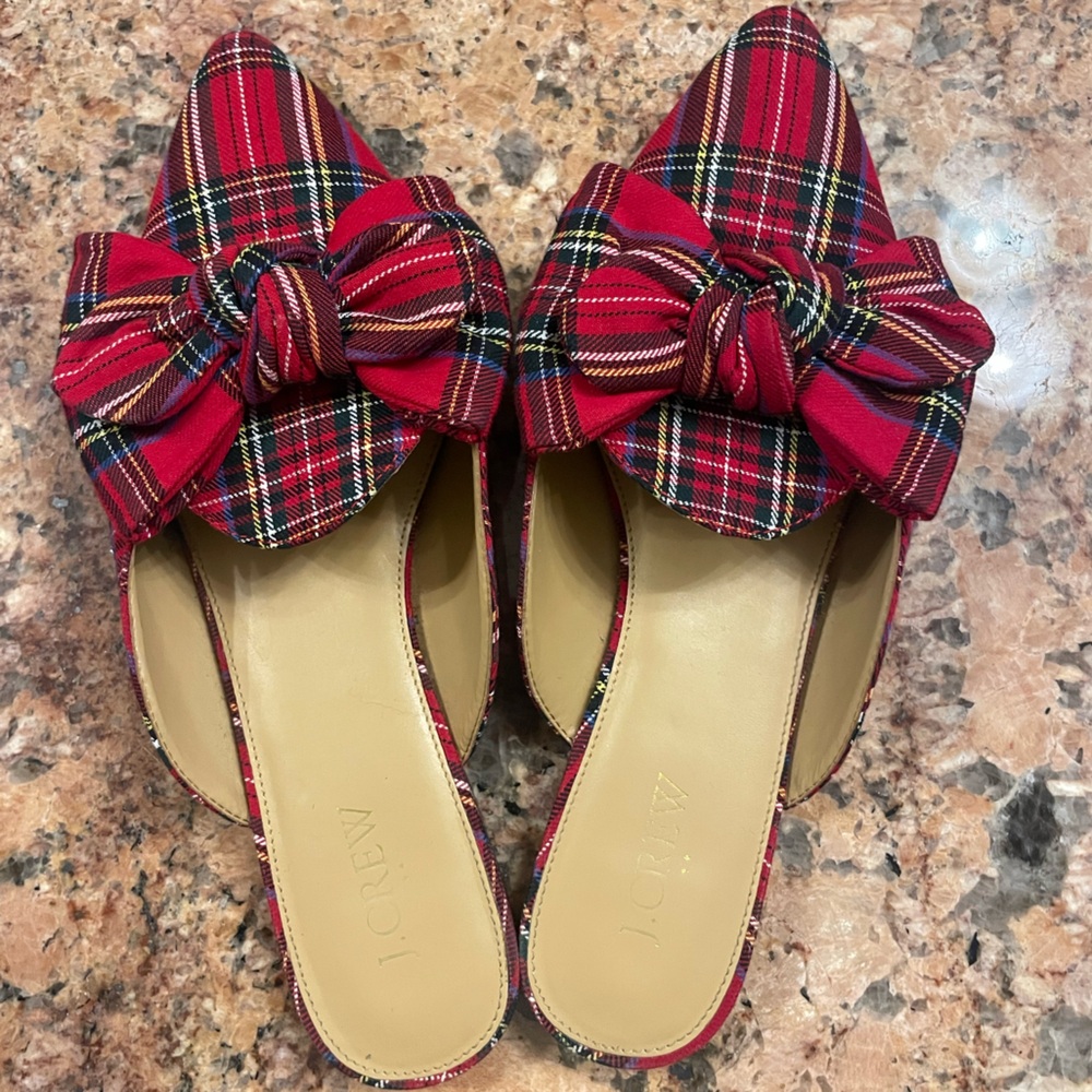 J. Crew Red Plaid Women's Mules